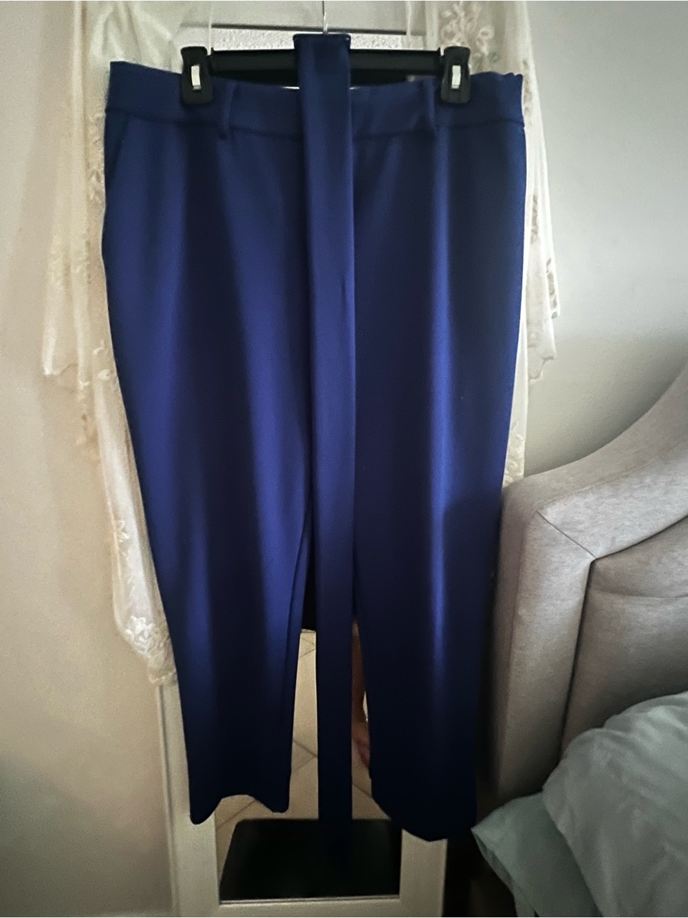Jules & Leopold Straight-Leg Pants in Royal Blue with Self Tie